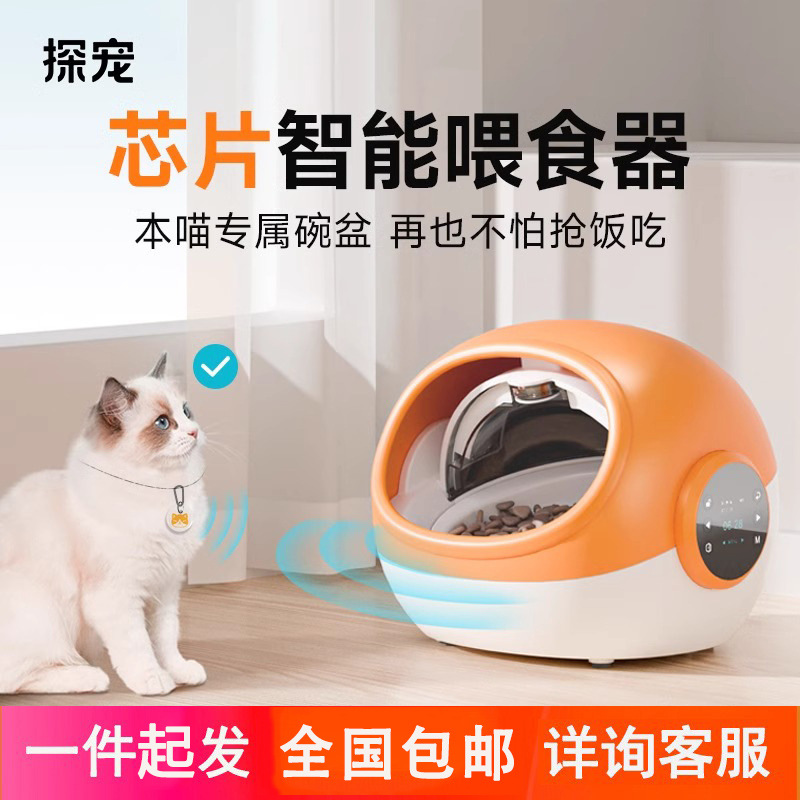 探宠防抢食芯片识别多猫咪自动喂食器定时远程控制宠物猫粮投食机